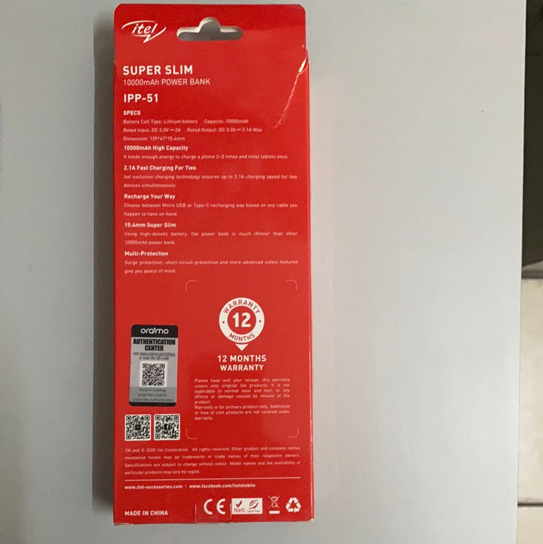 Itel 10000mAh Power Bank