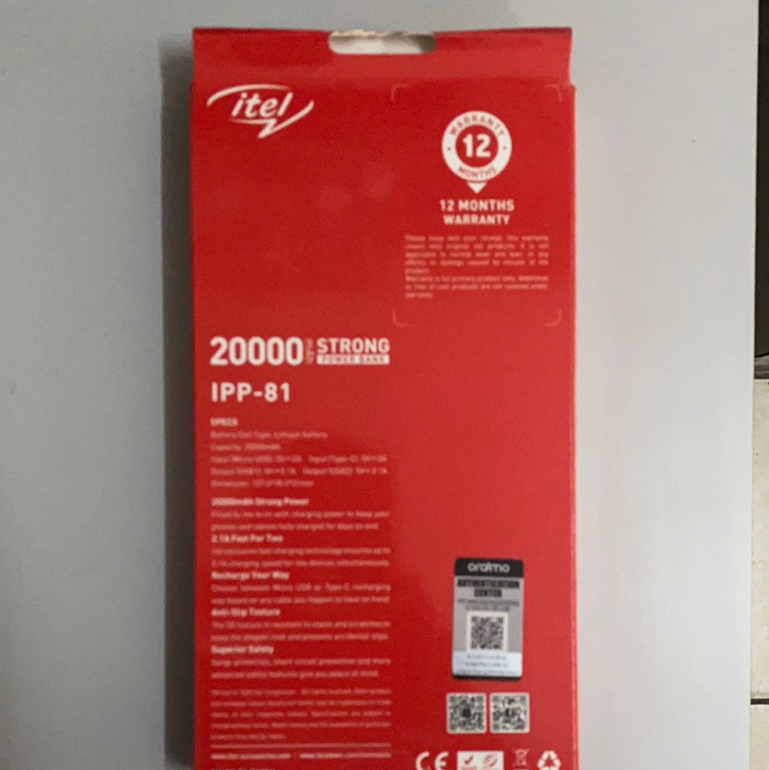 Itel 20000mAh Power Bank