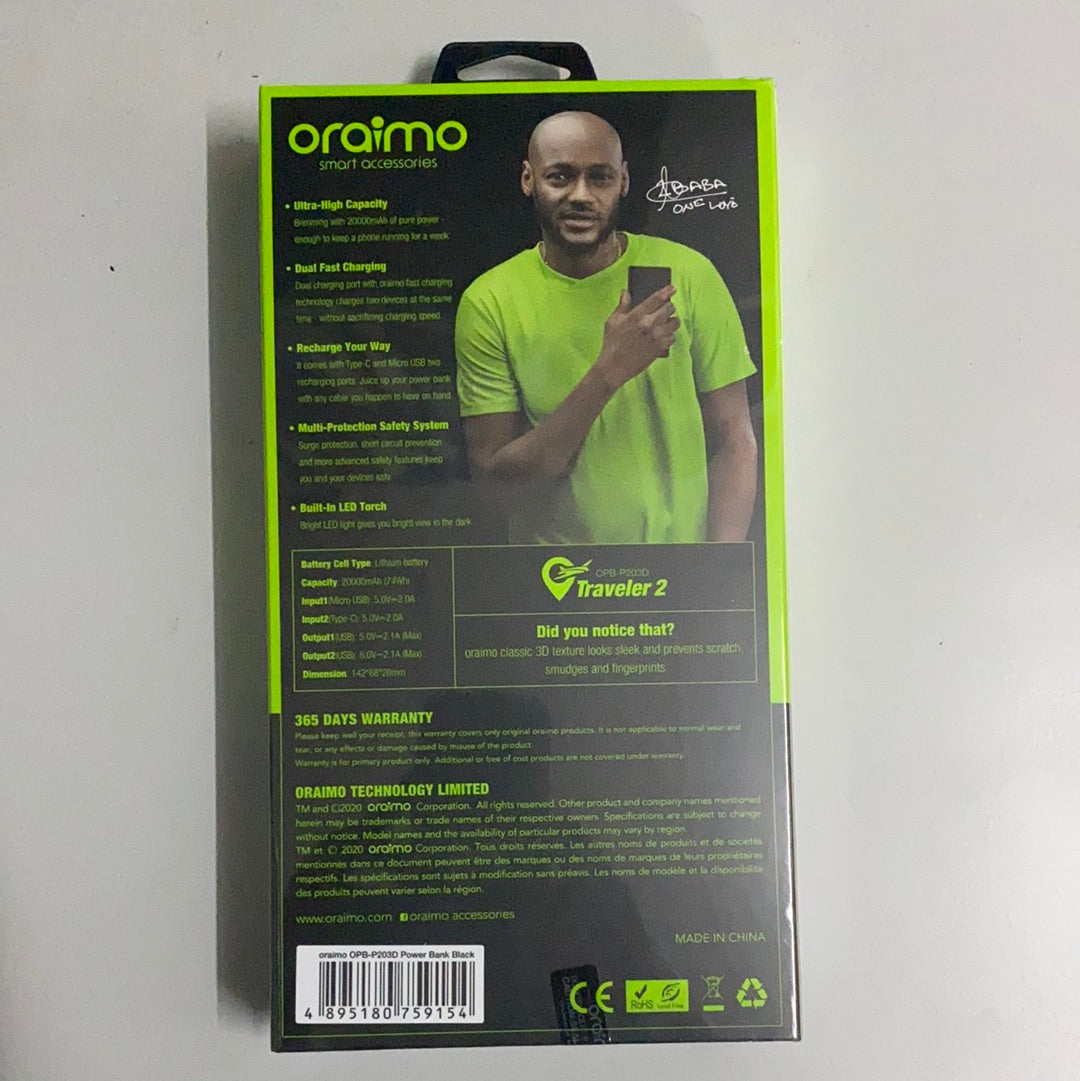 Oraimo Traveler2 20000mAh Power Bank OPB-P203D